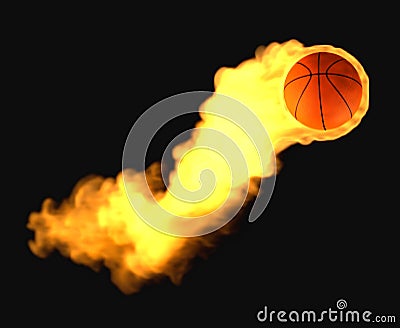 Flying basketball on fire Stock Photo