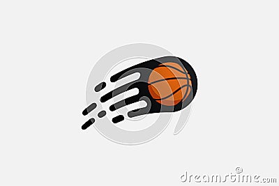 flying basketball vector graphic with motion effect Vector Illustration