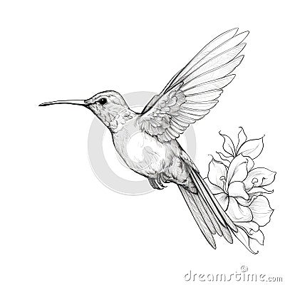 flying beautiful hummingbird ai generated Cartoon Illustration