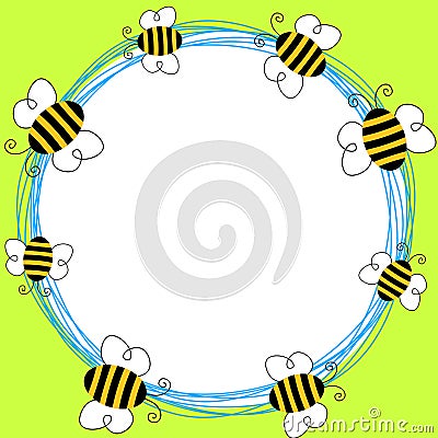 Flying Bees Round Frame Stock Photo