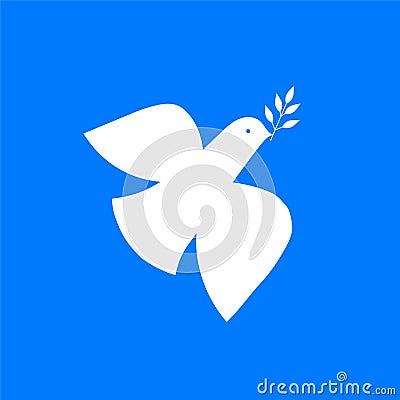 Flying bird, dove as a symbol of peace. Support Ukraine, Stand with Ukraine banner and poster in yellow and blue colors Vector Illustration