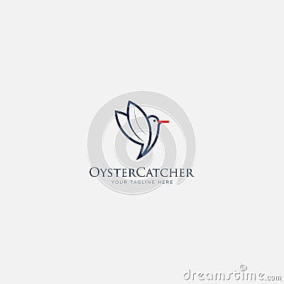 Flying bird line art, oyster catchers bird logo Vector Illustration