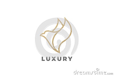 Flying Bird Logo abstract design vector template Linear style. Dove Cosmetics SPA Fashion Logotype icon Vector Illustration