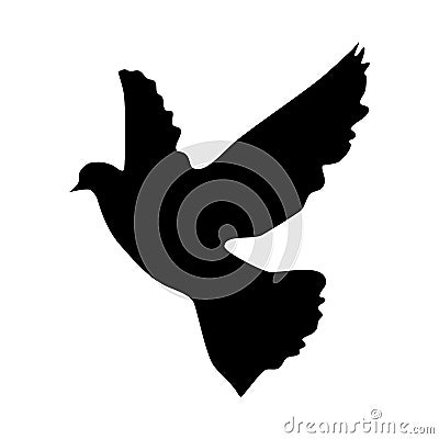 Flying bird silhouette on a white background. silhouette pigeon flying. Vector illustration Vector Illustration