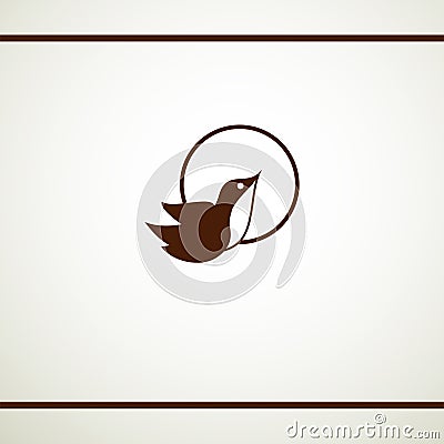 Flying bird with sun. Logo design templete. Stock Photo
