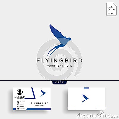 flying bird swallow logo template with business card Cartoon Illustration