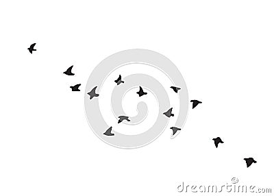 Flying Birds Group Vector Silhouette Vector Illustration