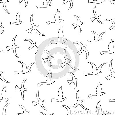 Flying birds seamless pattern. Vector Illustration