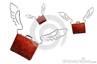 Flying Briefcases Stock Photo