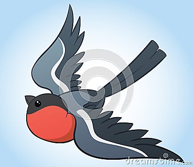 Flying bullfinch, cartoon vector illustration Vector Illustration