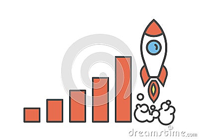 Flying business rocket. Vector Illustration