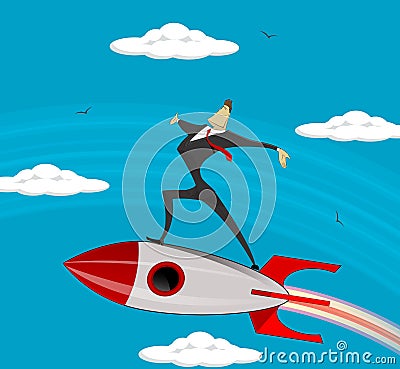 Flying Businessman success . Vector Illustration