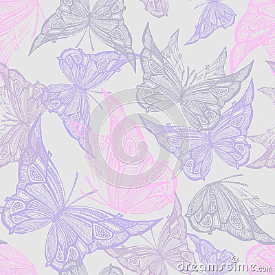 Flying butterflies graphic seamless pattern Vector Illustration