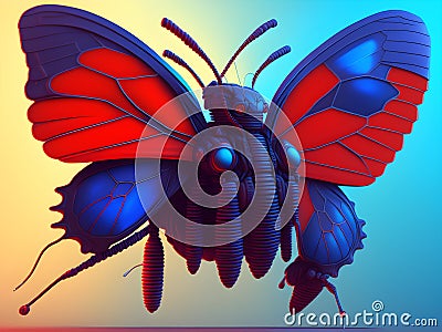 Flying Butterfly, Generative AI Illustration Stock Photo