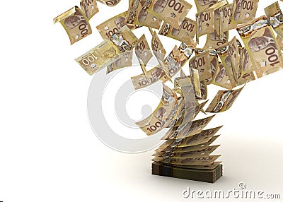 Flying Canadian Dollar Stock Photo