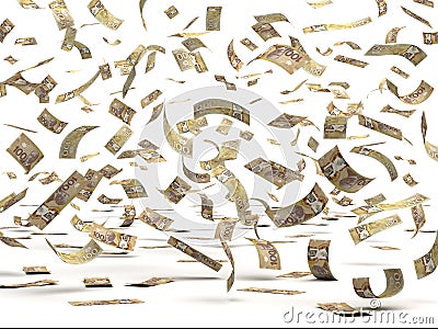 Flying Canadian Dollars Stock Photo