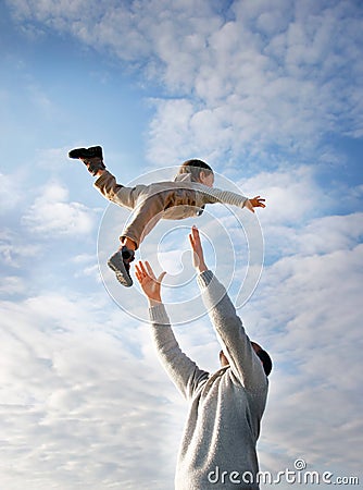 Flying child Stock Photo