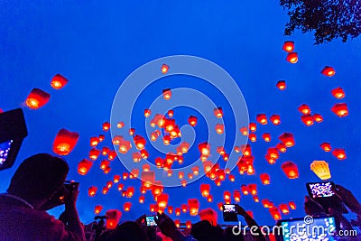 Flying Chinese Sky Lanterns Stock Photo