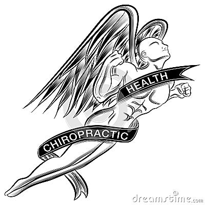 Flying Chiropractic Angel Vector Illustration