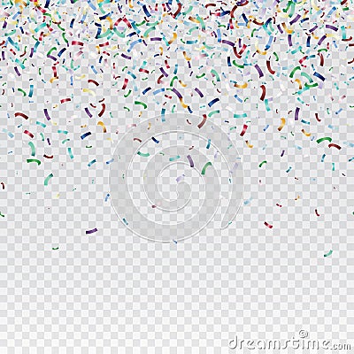 Flying christmas confetti, anniversary celebration, happy birthday party vector background Vector Illustration