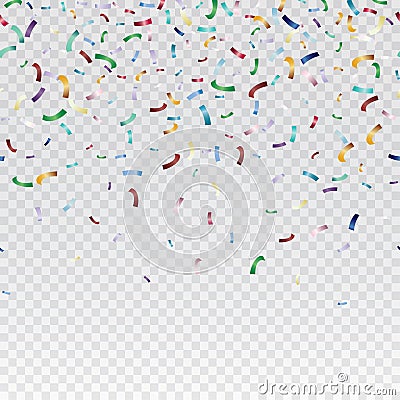 Flying christmas confetti, anniversary celebration, happy birthday party vector background Vector Illustration