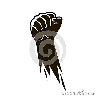 Flying clenched fist. Strong, power logo or symbol. Vector illustration Vector Illustration