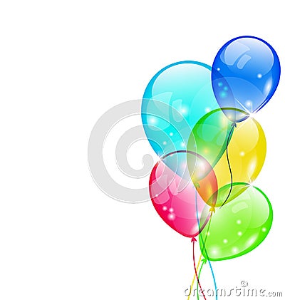 Flying colorful balloons isolated on white backgro Vector Illustration