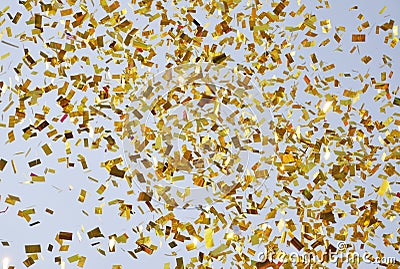 Flying confetti in sky Stock Photo