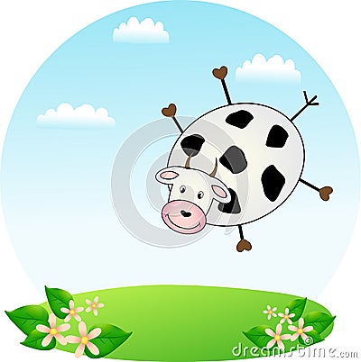 Flying cow Vector Illustration