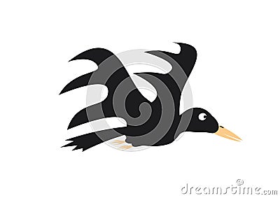 Flying crow Vector Illustration