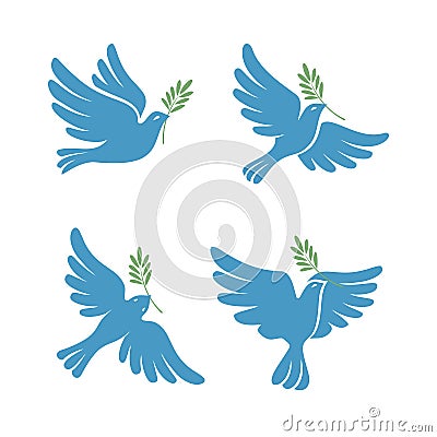 Flying dove vector sketch set. Dove of Peace. Vector Illustration