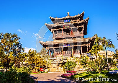 Flying Dragon(Feilong) Pavilion of the Jinci Memorial Temple(museum) Stock Photo