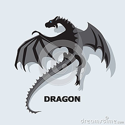 Flying dragon. Mythical animal. Vector Illustration