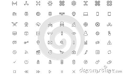 Flying Drone, Camera Vector Icon set Vector Illustration