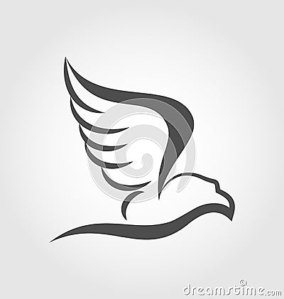 Flying eagle in the form of the stylized tattoo Vector Illustration