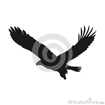 Flying eagle vector illustration black silhouette Vector Illustration