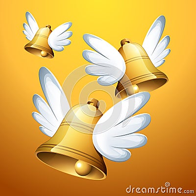 Flying Easter bells Cartoon Illustration
