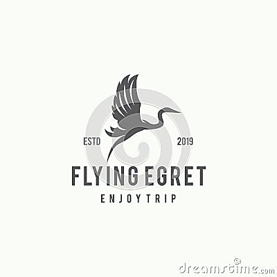 Flying Egret Logo Design Template Inspiration Vector Illustration