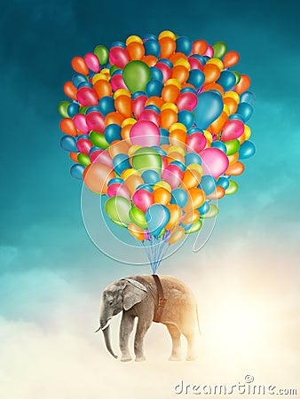 Flying elephant Stock Photo