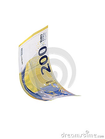 Flying Euro money note, isolated with clipping path Stock Photo