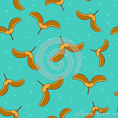 Flying falling maple seeds seamless pattern Stock Photo