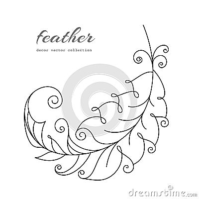 Flying feather on white Vector Illustration