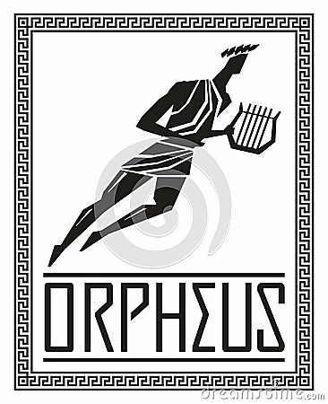 Flying figure silhouette of Orpheus. Greek mythology Vector Illustration