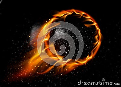 Flying fireball black ball. Stock Photo