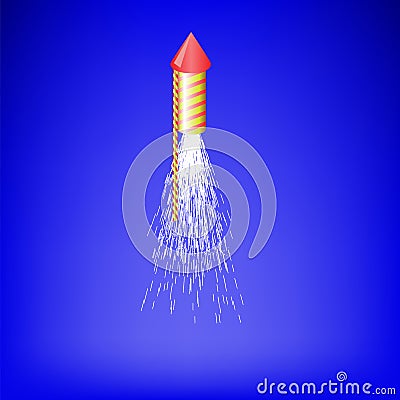 Flying Firework. Burning Petard Vector Illustration