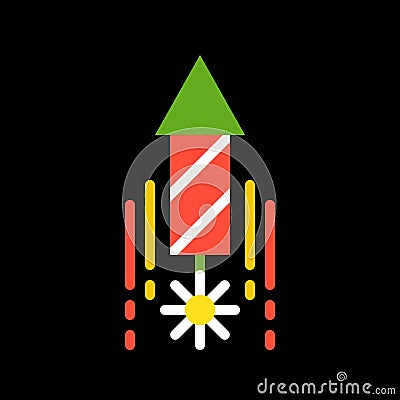 Flying firework, Merry Christmas filled icon set Vector Illustration