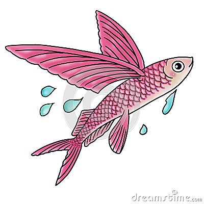 Flying fish Cartoon Illustration
