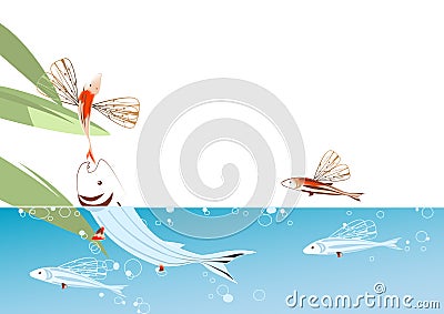 Flying fish Vector Illustration