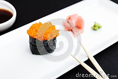 Flying fish roe masago served on a plate Stock Photo