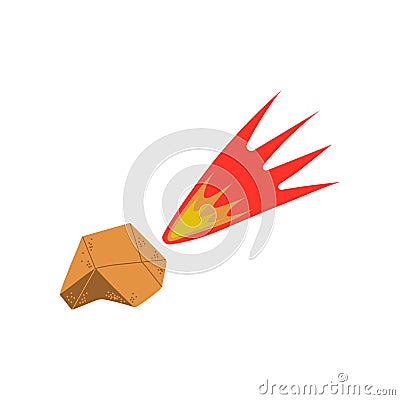 Flying Flaming Meteorite, Space, Cosmos Theme Design Element Cartoon Vector Illustration Vector Illustration